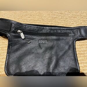Roots Black Leather Belt Bag